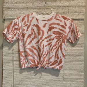 Zebra Print White and Pink Slightly Cropped Top